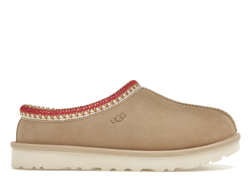 UGG Tasman Slipper - Sand/Dark Cherry (Women) product image 1, provided for visual reference and product detail review