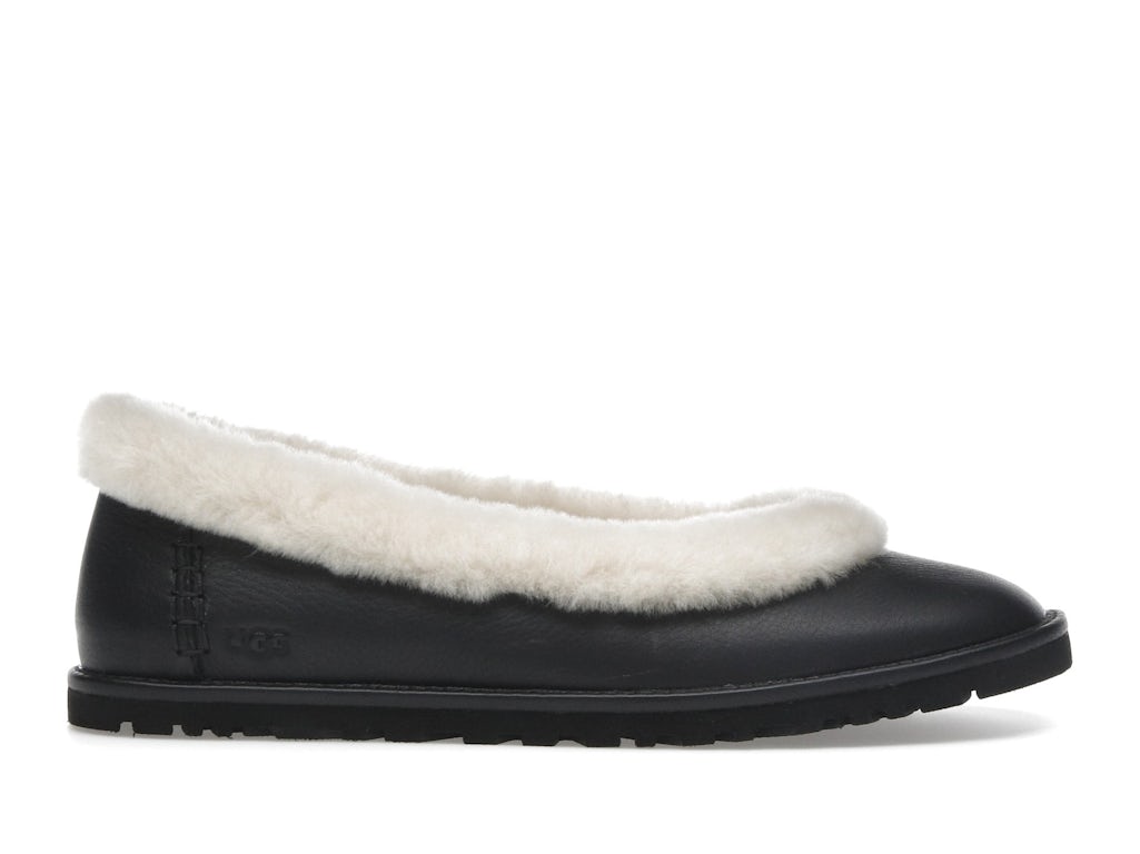UGG Zora Leather Ballet Flat - Black (Women) product image 1, provided for visual reference and product detail review