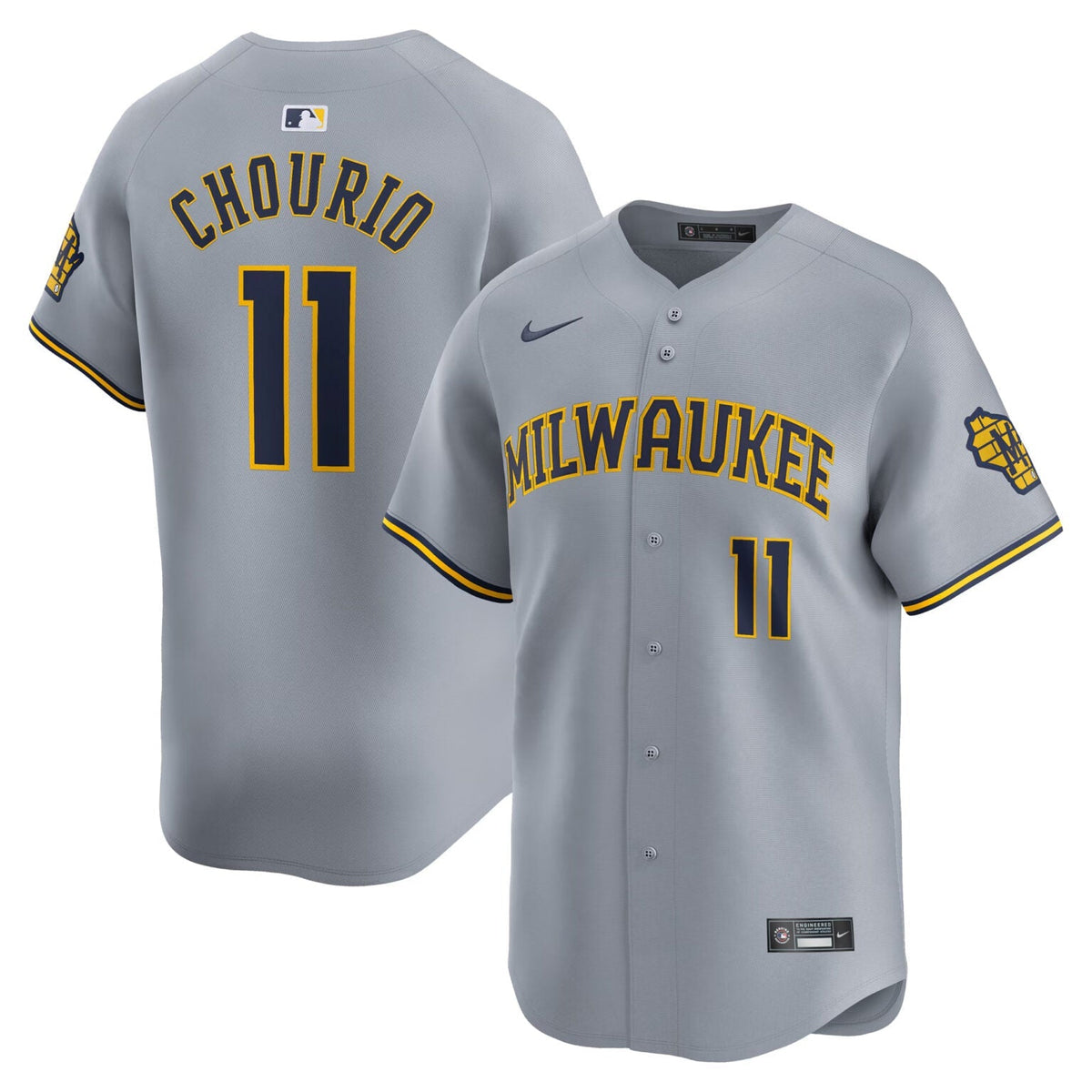 Jackson Chourio Milwaukee Brewers Road Limited Jersey - Gray product image 1
