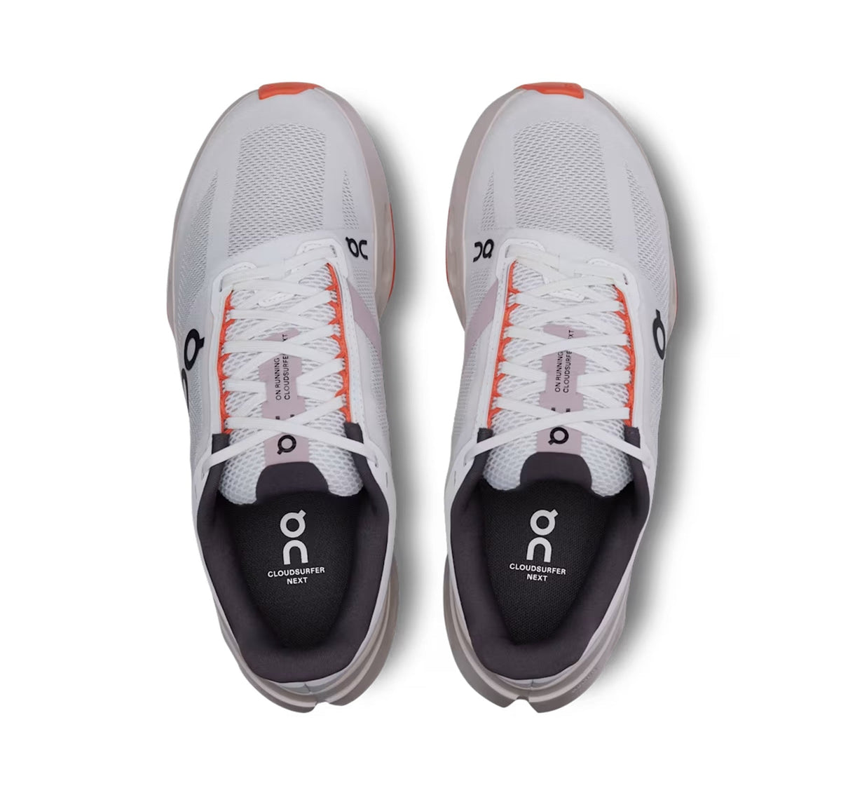 On Women Cloudsurfer Next White/Flame Running Shoes product image 3, provided for visual reference and product detail review