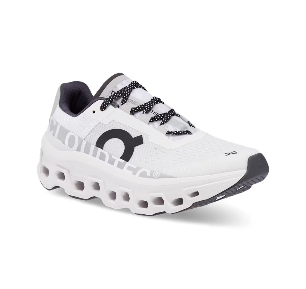 On Women Cloudmonster All White Running Shoes product image 2, provided for visual reference and product detail review