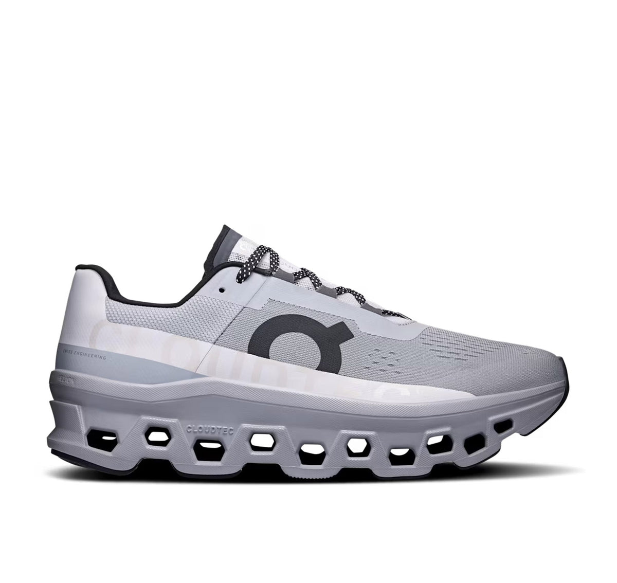 On Men Cloudmonster Alloy/Silver Running Shoes product image 1, provided for visual reference and product detail review