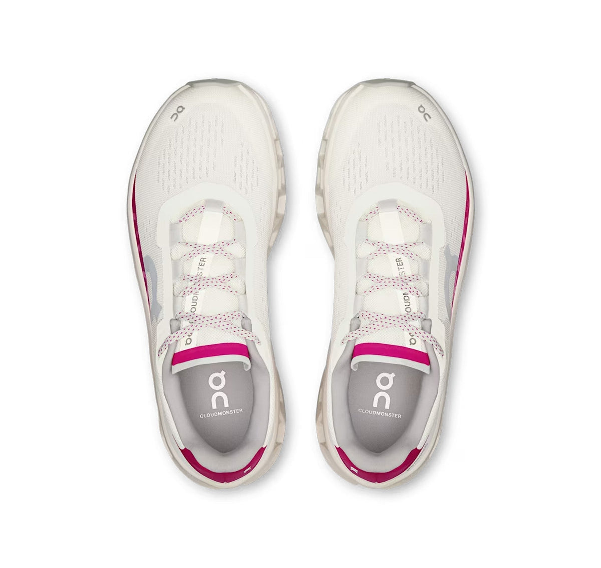 On Women Cloudmonster Ivory/Grenadine Running Shoes product image 3, provided for visual reference and product detail review