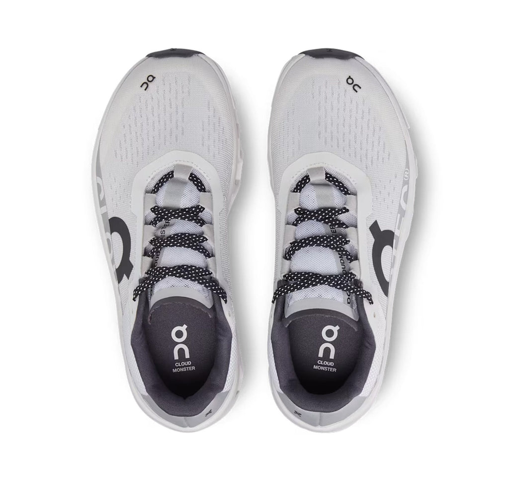 On Men Cloudmonster All White Running Shoes product image 3, provided for visual reference and product detail review