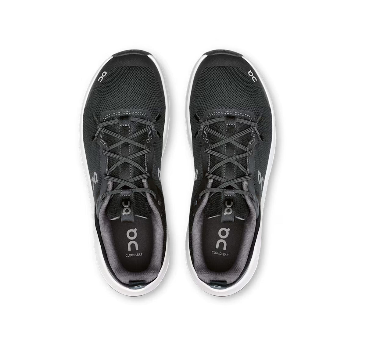 On Big Kids' Cloudleap Black/White Athletic Shoes product image 3, provided for visual reference and product detail review