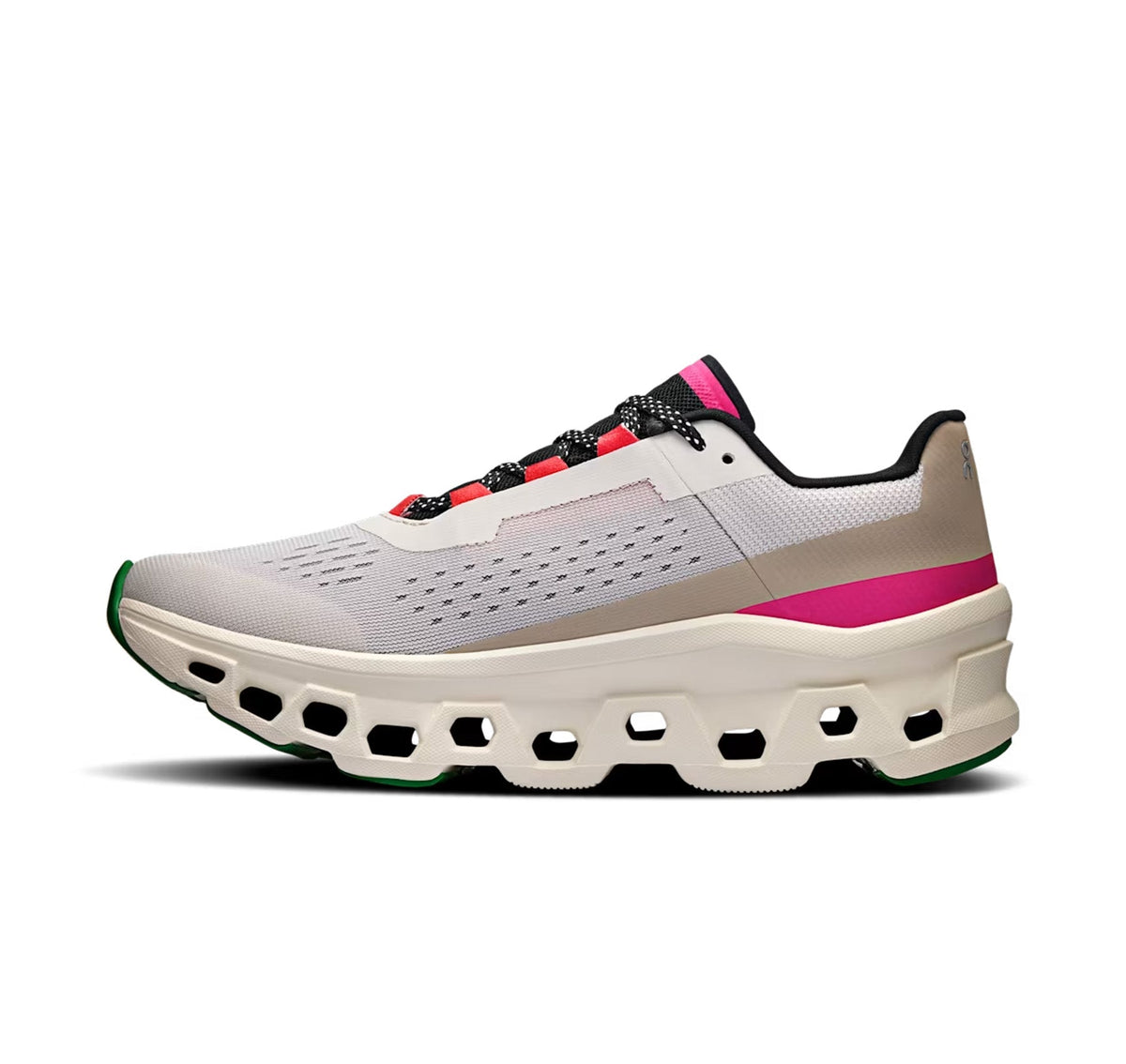 On Women Cloudmonster Silver/Ivory Running Shoes product image 4, provided for visual reference and product detail review