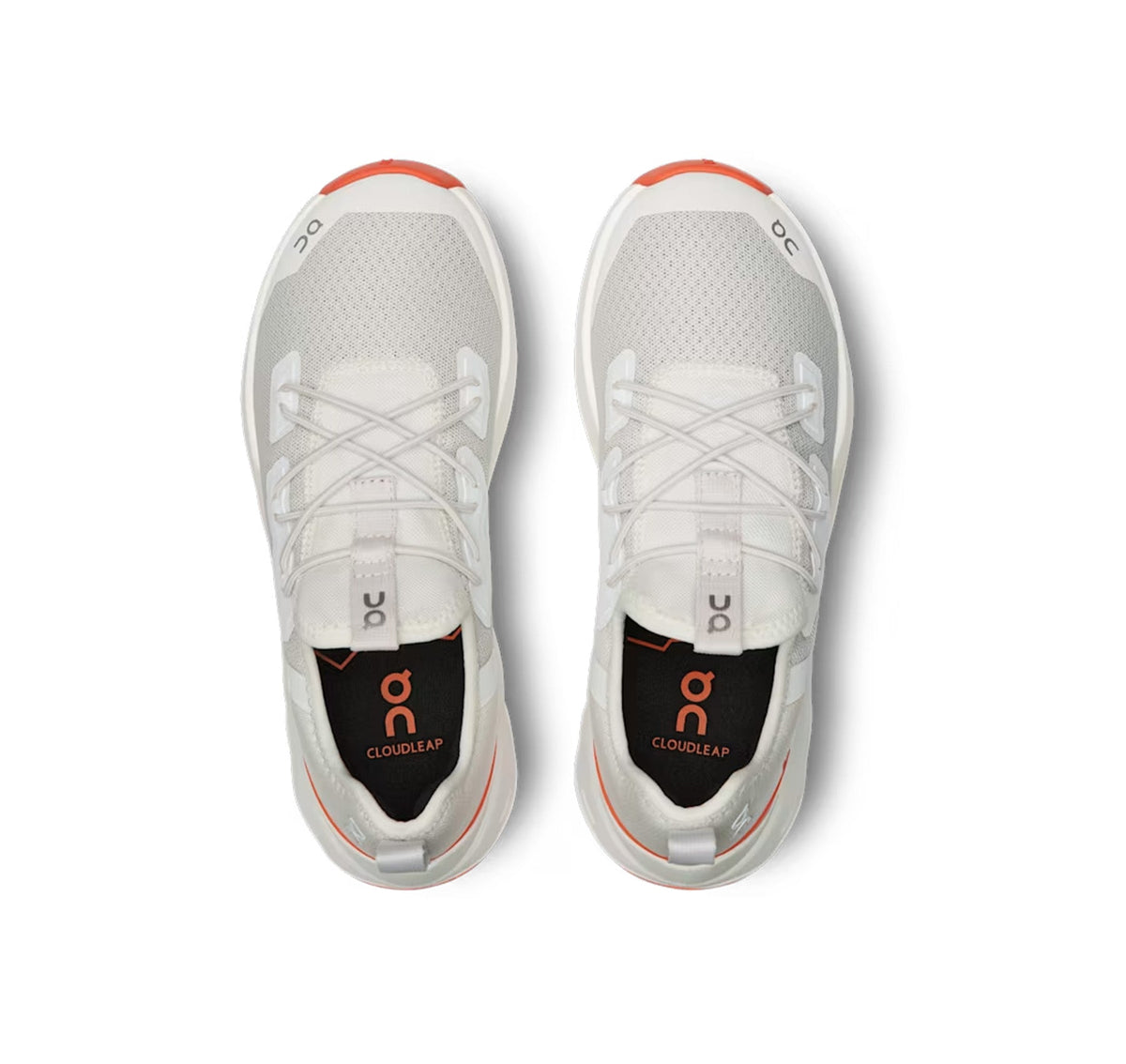 On Little Kids' Cloudleap Ivory/Flame Athletic Shoes product image 3, provided for visual reference and product detail review