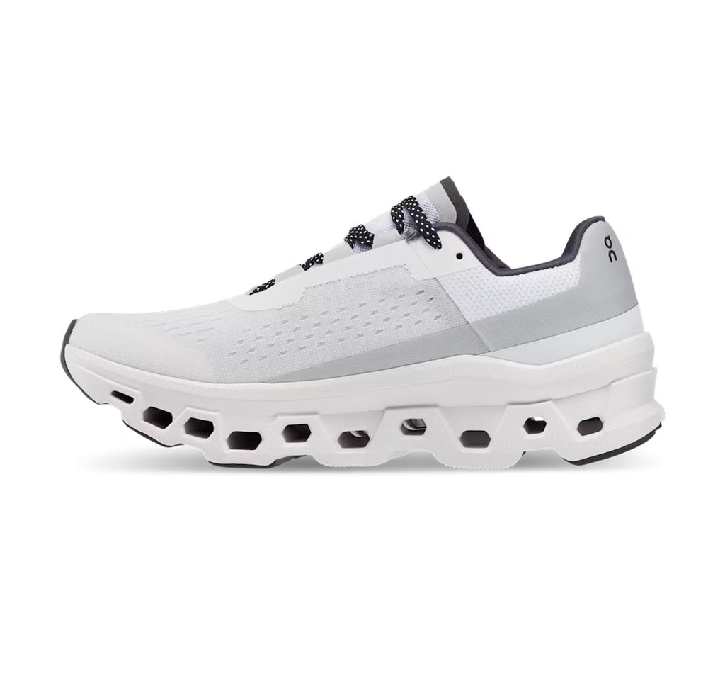 On Women Cloudmonster All White Running Shoes product image 4, provided for visual reference and product detail review
