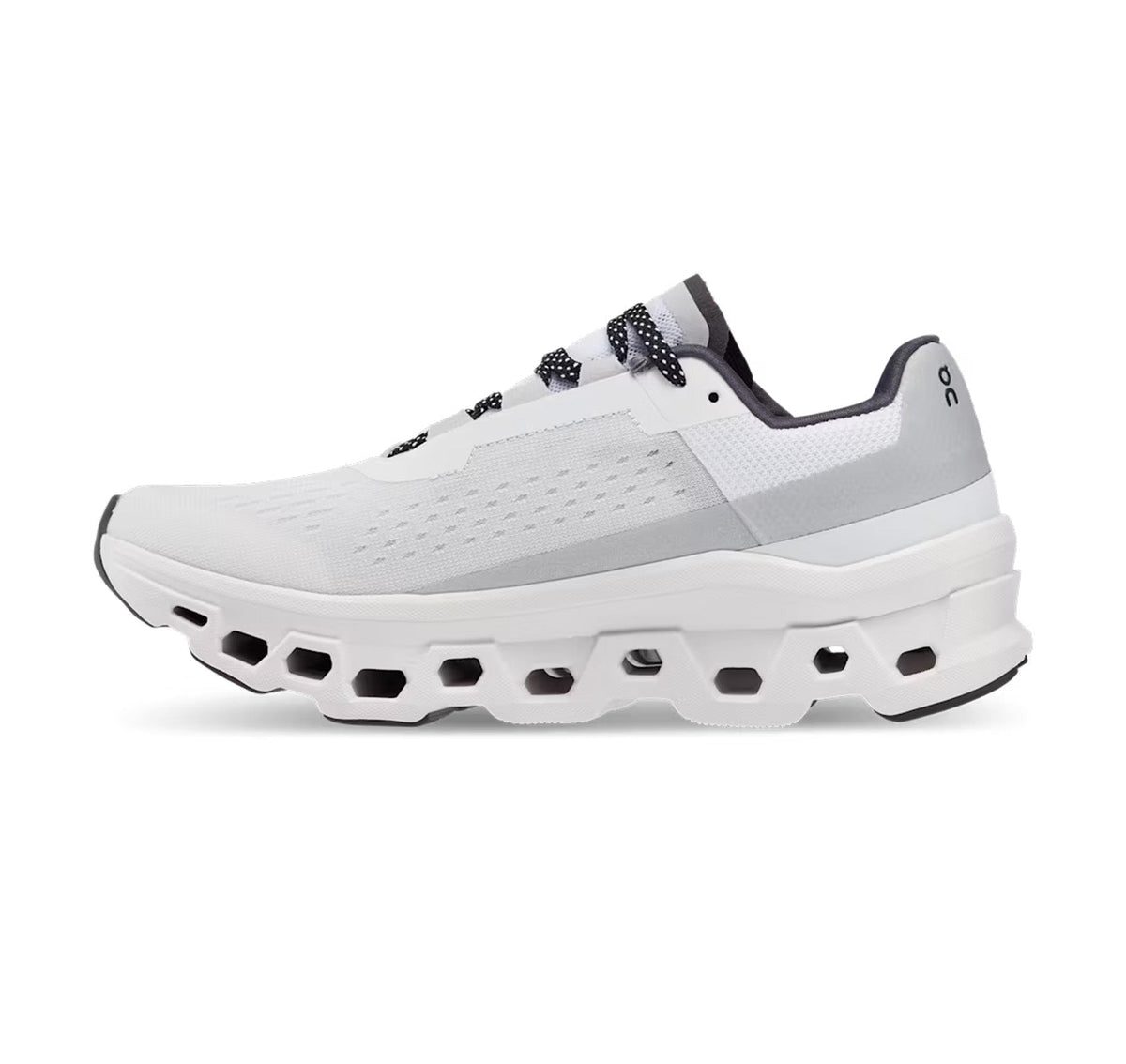 On Women Cloudmonster All White Running Shoes product image 4, provided for visual reference and product detail review