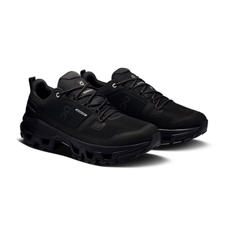 On Cloudrock Low Waterproof Black Hiking Shoes product image 2, provided for visual reference and product detail review
