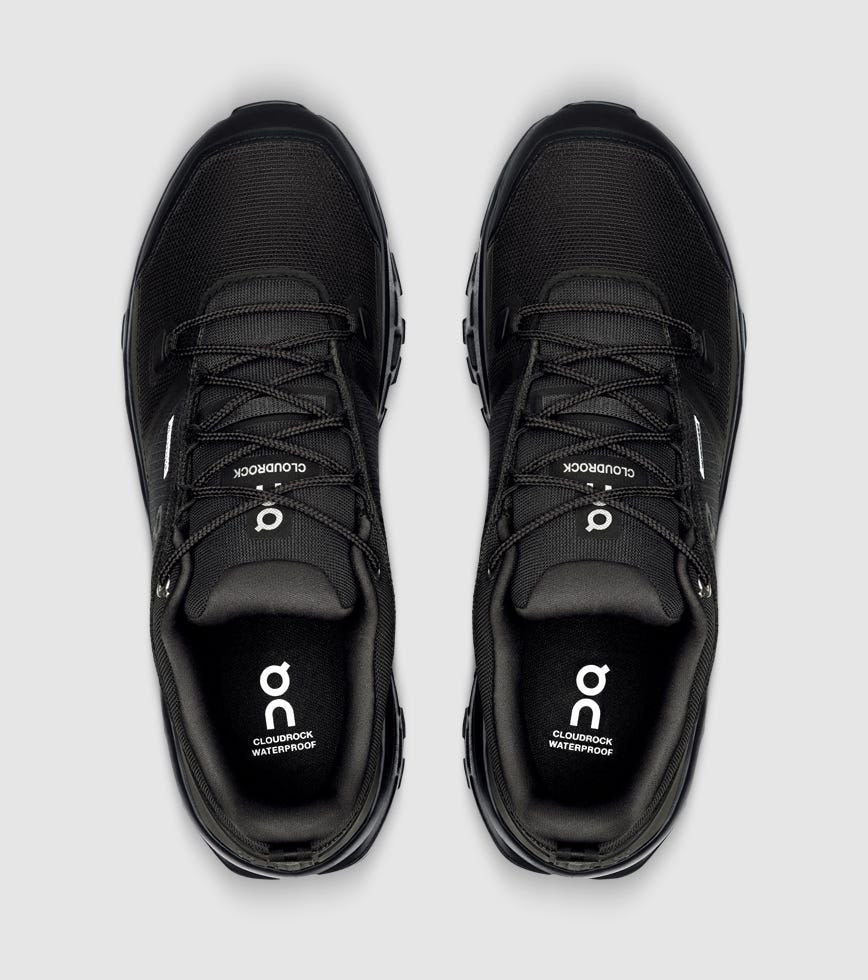On Cloudrock Low Waterproof Black Hiking Shoes product image 3, provided for visual reference and product detail review