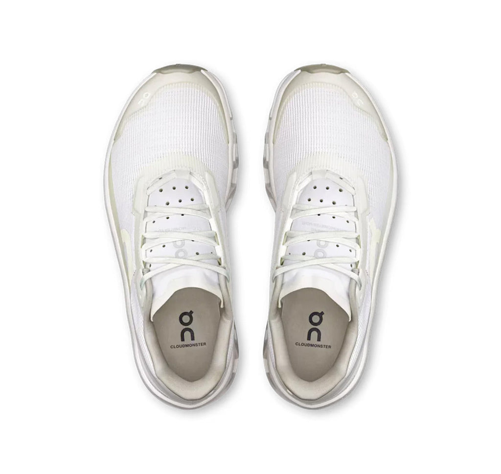On Women Cloudmonster Void White Running Shoes product image 3, provided for visual reference and product detail review